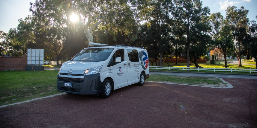 The Townend Plumbing & Gas van pulled over in Jane Brook, taking an emergancy call in Midland.